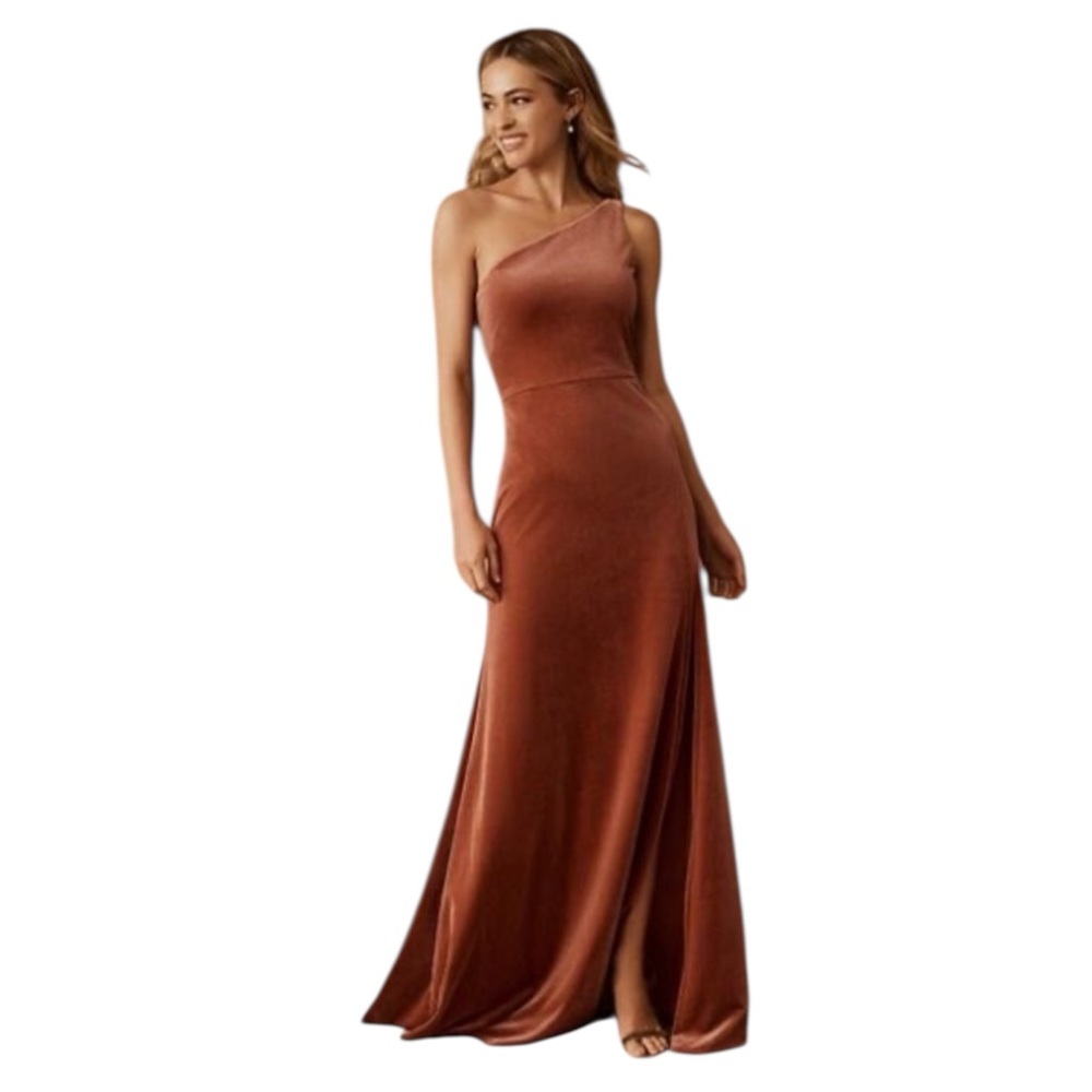 Jenny Yoo Velvet Maxi Dress in Dust Rose